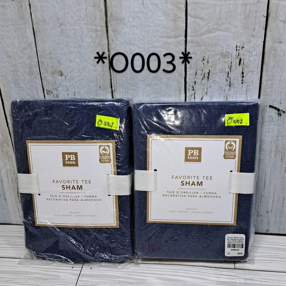 PB Teen Blue 100%Cotton Envelope Style 2Pillow Standard Favorite Tee Shams NIP - Picture 10 of 10